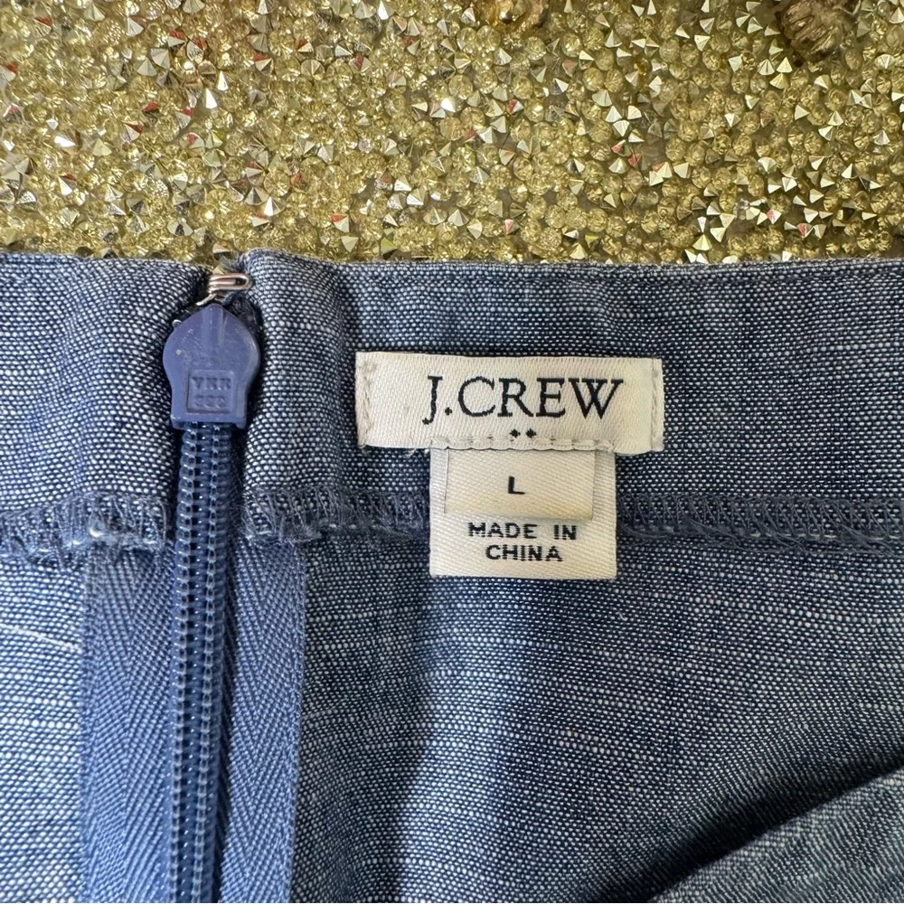 J. Crew Shoulder Tie Denim Blue Chambray Dress Large